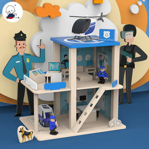 Giocattoli Classici e Popolari per Giochi di Ruolo: Stazione di <span class=keywords><strong>Polizia</strong></span> e Vigili del Fuoco, Giocattoli in Legno per Bambini - Product Image 3