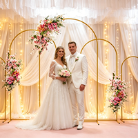 Arche de mariage en métal doré, support de toile de fond, ensemble de 3 pièces, décoration événementielle