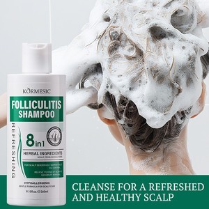 Shampoo liquide 8-en-1 à base de plantes pour le soulagement de la folliculite, nettoyage en profondeur, rafraîchissant, <span class=keywords><strong>clarifiant</strong></span>, volumisant, hydratant, anti-démangeaisons - Product Image 1