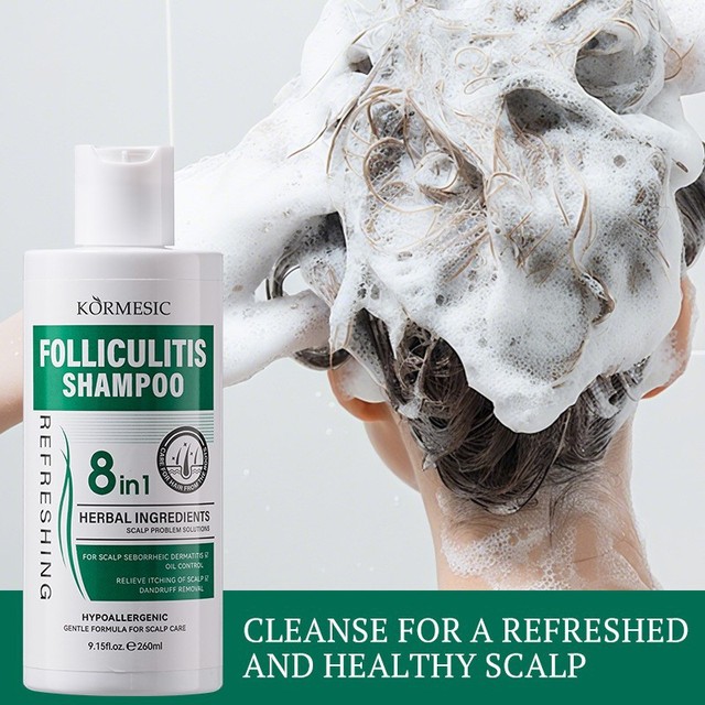 8-in-1 Herbal Folliculitis Relief Liquid Shampoo Deep Cleansing Refreshing Clarifying Volumizing Moisturizing Anti-Itching