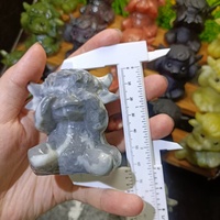 Produit phare : Sculptures en cristal de jade Xiuyan et d'obsidienne, représentant des animaux (3 Vaches des Highlands sages), pour la décoration et la guérison naturelle