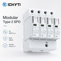 Dispositif de protection contre les surtensions AC 3P+N Type 2 SPD 385V 40kA Imax 20kA en conformité avec la norme EN IEC 61643-11, parafoudre sur rail DIN pour système triphasé