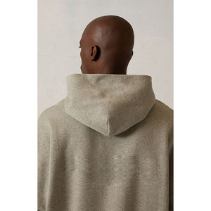 Hoodie Pria ESSENTIAL Kualitas Tertinggi 380 GSM Katun Fleece Warna Light Oatmeal Oversized Dengan Logo 3D Flocking - Product Image 4