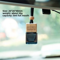 Diffuseur d'huiles essentielles de luxe 8 ml, flacon de parfum en verre carré à suspendre pour voiture, bouchon en bois, étiquette privée OEM
