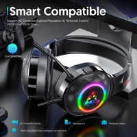 Headphone Gaming RGB USB Berkabel OEM, Headset Gaming Over-ear Stereo Bass Dalam Berkabel USB Kustom dengan Mikrofon