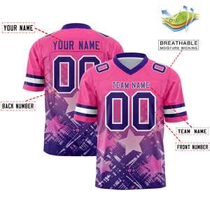 Maillot de football américain personnalisé rose et violet avec dégradé d'étoiles - Product Image 2