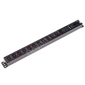 PDU DoyonTek pour centre de données, métal, 1U, prises IEC C13/C19, 12 prises avec fonction d'éclairage et de verrouillage, PDU pour centre informatique IDC - Product Image 1