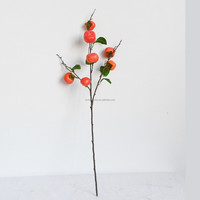 Enkelvoudige steel 7 hoofden Persimmon Oranje Rood 88cm Kunstmatige vruchten Milieuvriendelijk Halloween Feest Bruiloft Kerstmis Pasen Huis