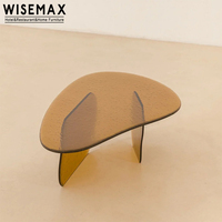 WISEMAX FURNITURE Table basse contemporaine irrégulière pour hall d'entrée, bureau, projet hôtelier, table à thé en verre brun pour hôtel, villa