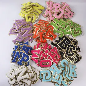 Stock de paillettes 8cm fer sur lettres patch adhésif Alphabet couture appliques vêtements chenille patch