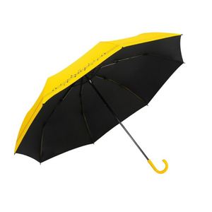 Paraguas Plegable de Tres Secciones con Apertura Manual, Estilo Europeo Japonés, Mango Curvo, Tela de Goma Negra Resistente a Impactos, Protección Solar y contra la Lluvia, para Publicidad - Product Image 2