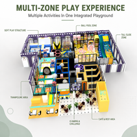 Équipement de terrain de jeu intérieur commercial ultra moderne pour enfants avec piscine à balles, toboggan, trampoline, structure d'escalade et arcade