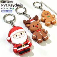 Porte-clés de Noël 2D 3D en PVC, porte-clés personnalisé en caoutchouc mignon Père Noël, porte-clés dessin animé, pendentif de Noël, breloque de sac en silicone souple
