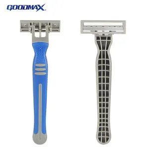 Maquinillas de afeitar barbeador personalizado, design personalizado com alça de borracha, 3 lâminas, navalha descartável para homens