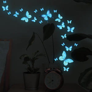 Nouvelle lumière nocturne murale autocollante en forme de papillon bleu, autocollant mural en PVC, décoration intérieure pour salon et <span class=keywords><strong>chambre</strong></span> à coucher - Product Image 2