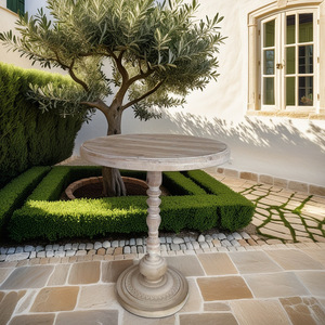French Country Style Wooden <b>Round</b> Coffee <b>Table</b> 24W712-45 Natural Wood Decorative Living Room <b>Side</b> <b>Table</b> - Product Image 3