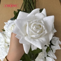 Bunga Mawar Merah Artificial Real Touch Tangkai Tunggal Mekar Besar Untuk Hari Valentine Buket Pernikahan Dekorasi Bunga Grosir
