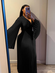 Vestido Plisado de Manga Ancha Talla Grande XL-5XL, Nuevo Modelo 2026, Sexy con Cuello en <span class=keywords><strong>V</strong></span>, Estilo Miyake, para Fiesta - Product Image 6