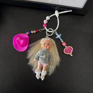 Cute Mini Doll with Bow Keychain Stylish Doll Pendant Big Bow Decor Lovely Bag Accessory <b>Sweet</b> Gift for Her - Product Image 2