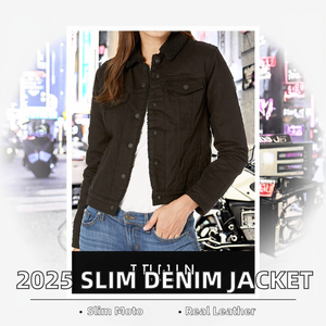 Chaqueta de Mezclilla para Hombre, Primavera-Otoño 2025, Nuevo Producto de Moda Juvenil, Corte Ajustado, Color Sólido, Talla Grande, Estilo Motociclista, con un Solo Botón, Teñida - Product Image 2