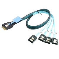 Câble adaptateur PCIE Slimline SAS SFF-8654 4I 38P en cuivre étamé anti-déformation avec sangle de traction 4X SATA Mâle pour SSD de serveur haute vitesse