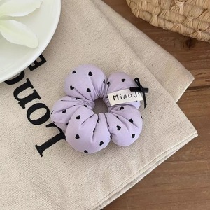 Élastique à cheveux en coton doux pour enfants, avec nœud et motif cœur, pour filles, style scrunchie - Product Image 6