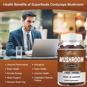 Gomitas orgánicas de hongos BIOCHEalth con Reishi Cordyceps Melena De León Suplementos de hierbas de hongos Nootrópicos Gomitas para el cerebro - Product Image 3
