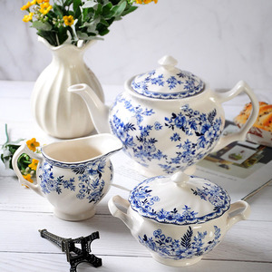 Rustic Floral Blue and White Porcelain <b>Dinnerware</b> Sets Eco-Friendly Plates with Under Glaze Plant Patterns - Product Image 6