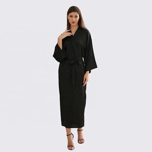 Long Luxury <strong>Ladies</strong> Nightgown Black Bathrobe Satin Bridesmaid <strong>Robe</strong> Women Plain <strong>Kimono</strong> <strong>Robe</strong> 6040 - Product Image 1