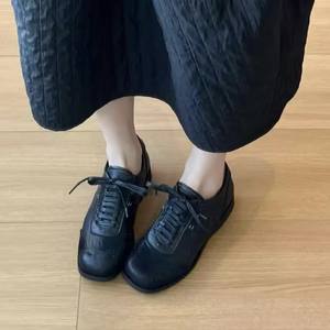 QLFashion2025 nuevos zapatos de entrenamiento de alta sensibilidad negros estilo británico Casual minimalista hecho a mano cuero de caballo boxeo F918 - Product Image 4