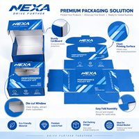 Boîte cadeau en carton personnalisée pour pièces automobiles, avec couvercle et base, fenêtre bleue imprimée, pour kit d'accessoires de voiture, vente en gros, au détail, OEM, ODM, personnalisation de marque