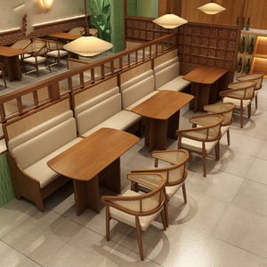 Chaise de salle à manger en bois massif moderne de haute qualité hôtel rotin français Restaurant café chaise de salle à manger - Product Image 5