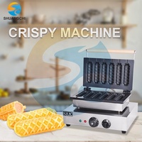 Machine à gaufres sur bâtonnets antiadhésive en acier inoxydable, 6 pièces, pour gaufres sur bâtonnets et hot-dogs, usage domestique et commercial