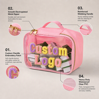 Sac de maquillage personnalisé en PVC transparent, trousse de toilette de voyage étanche, sac à main transparent avec poignée, grande capacité pour le rangement du mahjong