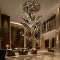 Lustre en cristal à plumes Zeal Lighting, lampe suspendue LED moderne, design en forme de feuille, pour hôtel, villa, restaurant, hall, vente en gros