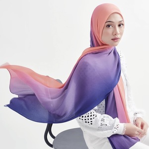 Écharpe de tête musulmane en mousseline de soie, voile de base, Hijab ombré, châles plissés, collection 2020 - Product Image 1