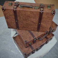 Valise en cuir vintage, boîte à bijoux, coffre de voyage rétro, boîte de rangement avec doublure, boîte cadeau décorative pour mariage, mariée