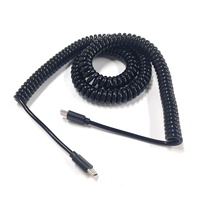 Cable de Extensión Retráctil en Espiral USB Tipo C Macho a Macho con Revestimiento de Goma para Uso Industrial
