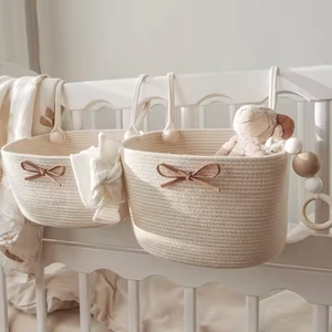 Bán Buôn Bông Sợi Dây Thừng Giường Cũi Giỏ Nursery Tã Túi Lưu Trữ Giường Treo Thùng Sơ Sinh Giường Treo Tổ Chức Túi - Product Image 1