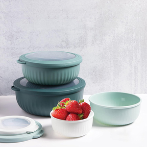 Bát trộn nhựa có thể xếp chồng lên nhau, dung tích lớn, kín hơi, dùng để đựng thức ăn, có nắp đậy, dùng cho nhà bếp - Product Image 2