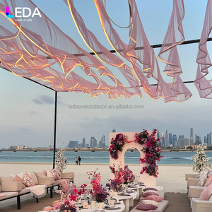 LEDA Party decoro appeso velo drappeggio soffitto di nozze incandescente LED luce bordo rosa drappeggi per eventi arredamento - Product Image 2