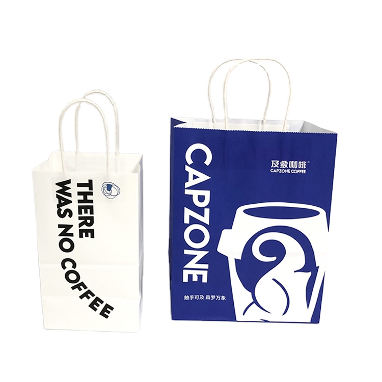 OEM White Brown Art Paper Bags Handles for Restaurant Fastfood Takeout Clothing Shoes Packaging Luxury Recyclable Customized