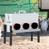 Mangeoire automatique pour poulets JH-Mech avec 6 ports, sans gaspillage, hauteur réglable, 30 lb, en métal galvanisé argenté