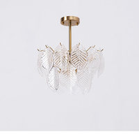 Lustre moderne en fer et verre, plafonnier semi-encastré E14, LED/incandécent, contrôle vocal par application pour salon et chambre à coucher