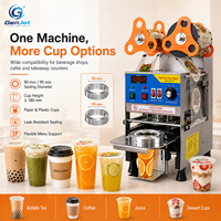 Selladora Automática de Vasos GenJet ET-Q7 con Contador Digital, Rodillo Guía de Película, 90mm 95mm, para Vasos de Papel y Plástico, Acero Inoxidable, 220V 360W