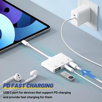 Adaptador eficiente 3 en 1 USB C a USB OTG Tipo C a divisor de auriculares de audio auxiliar de 3,5mm con Carga rápida