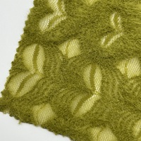 Tissu extensible en nylon et élasthanne jaune-vert, imitation fourrure de lapin, tricoté en dentelle, pour hauts, vêtements d'extérieur et projets DIY automne-hiver