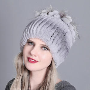 Women Winter Rabbit Fur <b>Beanies</b> <b>Hats</b> Fashion <b>Lady</b> Winter Warm Genuine Rabbit Fur Caps Casual - Product Image 5