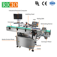 Machine d'étiquetage linéaire à grande vitesse RICIO pour flacons en verre miniatures de 3 ml, autocollants verticaux automatiques pour cosmétiques