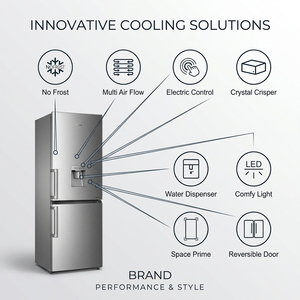Réfrigérateur 310L No Frost à commande électronique, grand espace, <span class=keywords><strong>porte</strong></span> <span class=keywords><strong>multi</strong></span>-flux d'air, congélateur inférieur - Product Image 3